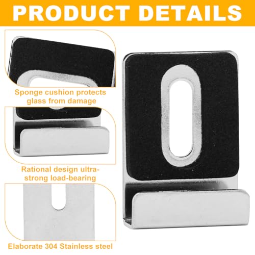 Image of 8PCS Mirror Hanging Kit, Metal Mirror Mounting Hardware, Mirror Clips with Screws Rubber Pads Mirror Hooks Heavy Mirror Hanging Kit, for Wall Mounting Frameless Mirror Billboard