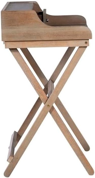 Riverbay Furniture Folding Writing Desk, 30" W x 18" D x 34.25" H, Rubberwood and MDF, Rustic Brown Finish, Small Space Design, Single Drawer, Compact Workspace for Home Office or Study