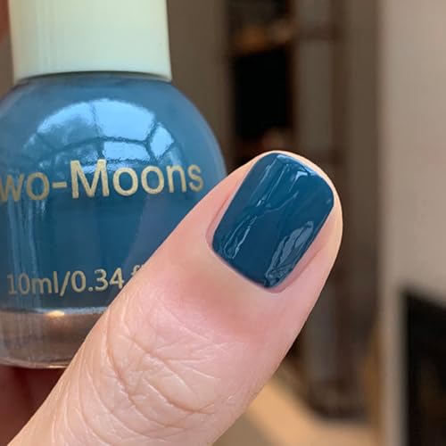 Blue Nail Polish - 10ml Dark Blue Nail Polish - Navy blue Nail Varnish - Long Lasting Chip Resistant Quick Dry nail polish - Glossy Gray blue Nails Art For Women DIY Manicure At Home No UV Needed