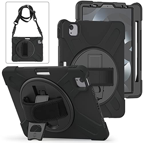 ORIbox Corsair Case for iPad Air (5th/4th) Case and iPad Pro 11-in.(4th/3th/2rd/1st) Case, Heavy Duty Rugged Protective, 3 in 1 Shockproof Bumper with 360° Kickstand/Hand Strap