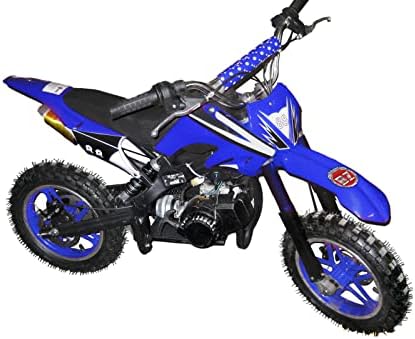 Mini Moto Cross Trilha 49cc PARTIDA ELÉTRICA BZ Azul Gasolina com Óleo 2 Tempos BARZI MOTORS