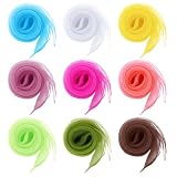 Fengek 9 Pcs Chiffon Scarf, 27.6 Inch Square Solid Color Bandana Handkerchief Ribbon...