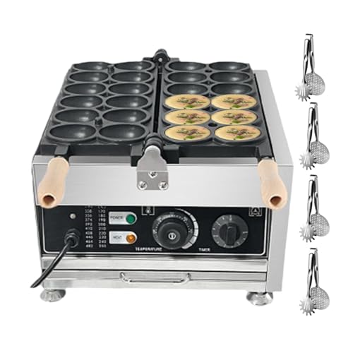 QUSYZD Máquina para Hacer wafles con Plancha y 4 Pinzas para Parrilla, waflera Comercial de 1800 W, waflera eléctrica Antiadherente con Forma de Huevo para Uso doméstico, rotación de 180°, ti,