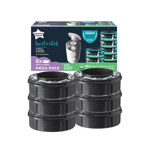 Tommee Tippee Recambios Para Contenedor Para Pañales Avanzado Twist and Click, Paquete de 6 (Solo compatibles con los contenedores Sangenic TEC y Twist and Click)