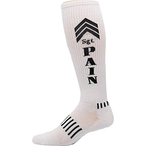 White and Black Sergeant Pain Fitness Knee-High Socks2