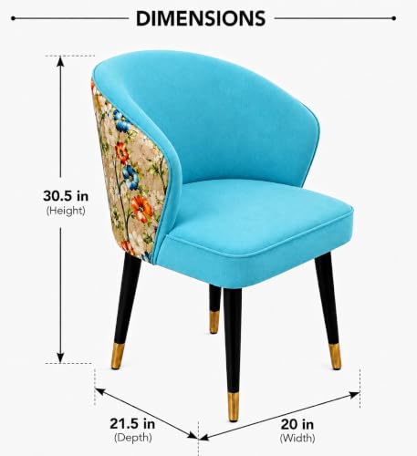 Image of WOODEN SPACE 4 Seater Wooden Dining Table Set | Urban Marble Top Dining Table with Chairs for Dining Room & Kitchen (Modern Classic Printed Sky Blue) (42 x 42 x 30 inch)