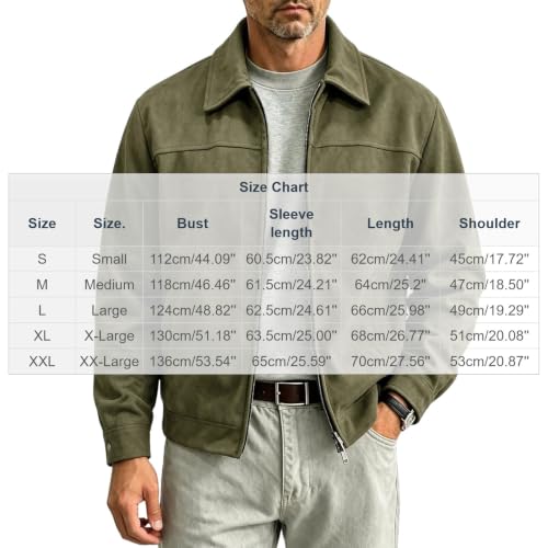 Plus Size Jacket for Men Suede Lapel Full Zip Coat Casual Loose Tops - image 6
