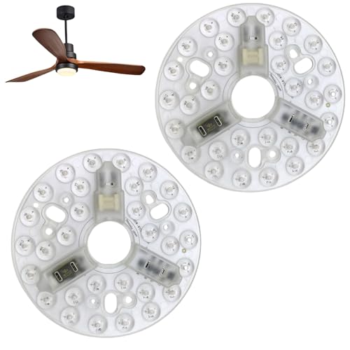 Repuestos de ventiladores de techo,Kit de Luz LED del Ventilador de Techo de 5.3 Pulgadas-Panel de Modernización LED Redondo de 15 W, 3CCT Dimmable,Función de Memoria, 95-265V-Reemplazo del (2 PCS)
