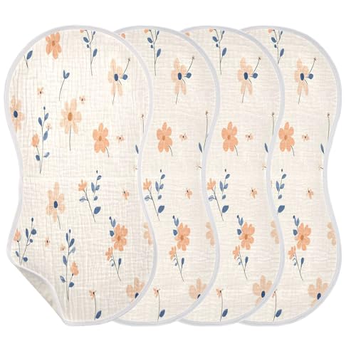 Small Flowers Burp Cloths Cotton Baby Washcloths,Large 22x11in Burping Cloth Absorbent and Soft for Newborn Baby Boys and Girls,2 Pack3