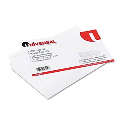 Tarjetas de índice con líneas 5x8 blancas para estudiar y organizar notas, paquete de 100