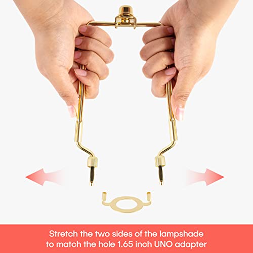 2 Pack Hzhfcb 7 8 9 10 Inch Lamp Shade Harp Holder,Adjustable Lamp Harp Kit,Fit 3/8 Ip Standard,E14,E26,E27 Light Base Uno Fitter Adapter,Golden Horn Frame Lampshade Bracket (Golden) #TOP2