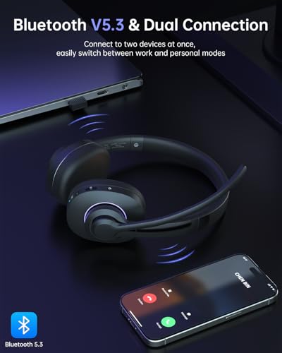 image for Masajoy Wireless Headset with Mic for Work, Headset Wireless Bluetooth