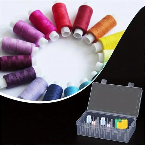 Caja de hilo de coser de 42 carretes rosa para ordenar costura manual 5