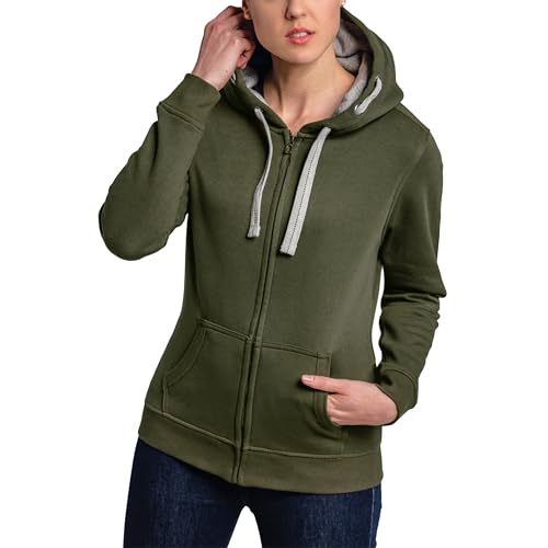 HRM Chaqueta F Sudadera con Capucha, Verde Oliva, S para Mujer