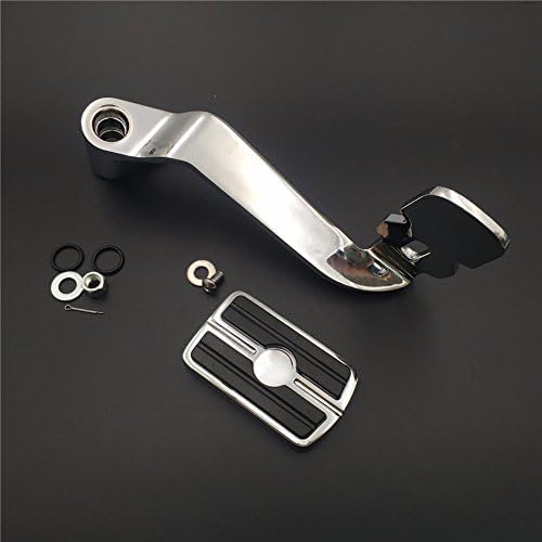 HTTMT MT280-018+216-052- Chrome Billet Rear Brake Lever Brake Pedal Foot Lever with Skull Food Peg Compatible with 2014-later Touring Trike Road King Street Glide CVO Tri Glide FLHR Electra Glide
