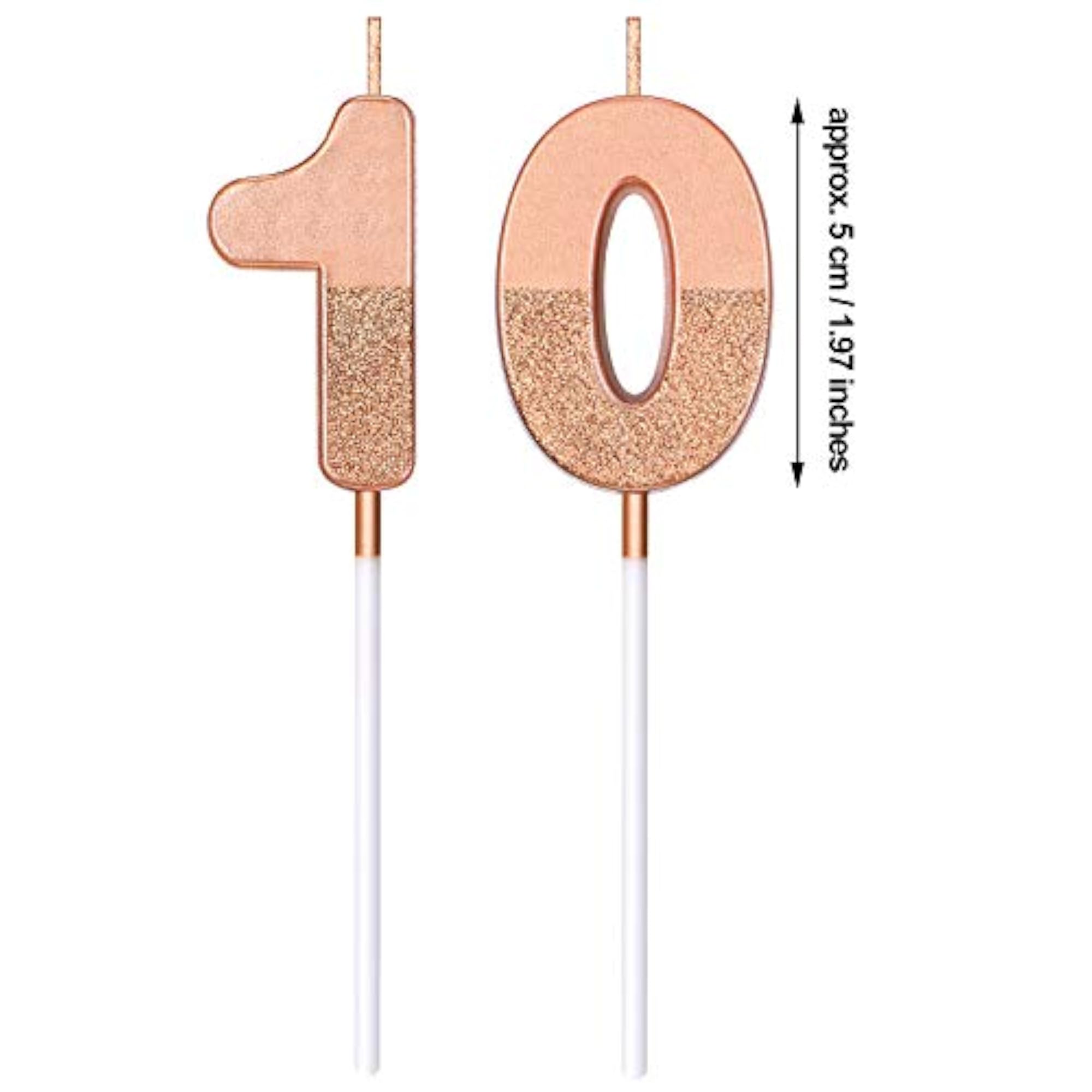 10th Birthday Candles Glitter Cake Topper Decoration