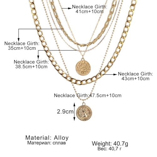 Atiptu Vintage Pirate Necklace for Women Chunky Layered Link Chain Choker Coin Necklaces Punk 80s 90s Necklace Pirate Jewelry for Women Men Prom Costume4