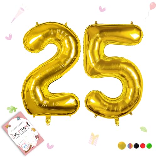 Image of 40 Inch Gold 25 Balloon Numbers, 25th Birthday Party Decorations