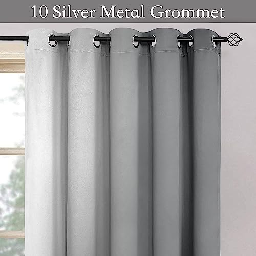 Image of SimpleHome Ombre Curtains Grey to Grey White for Living Room 62Wx84L | Room Darkening Curtains for Bedroom,Gradient Light Blocking Curtain,Thermal Insulated Grommet Window Drapes,2 Panels,84 Inch