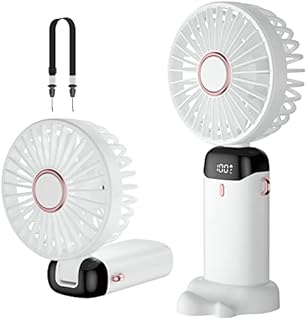 Rafada Handheld Fan, Mini Portable Fan USB Rechargeable, Small Pocket Fan 5 speeds with Lanyard and Base, Built-in 4200mAh Battery USB Desk Fan Foldable for Office, Outdoor, Home, School
