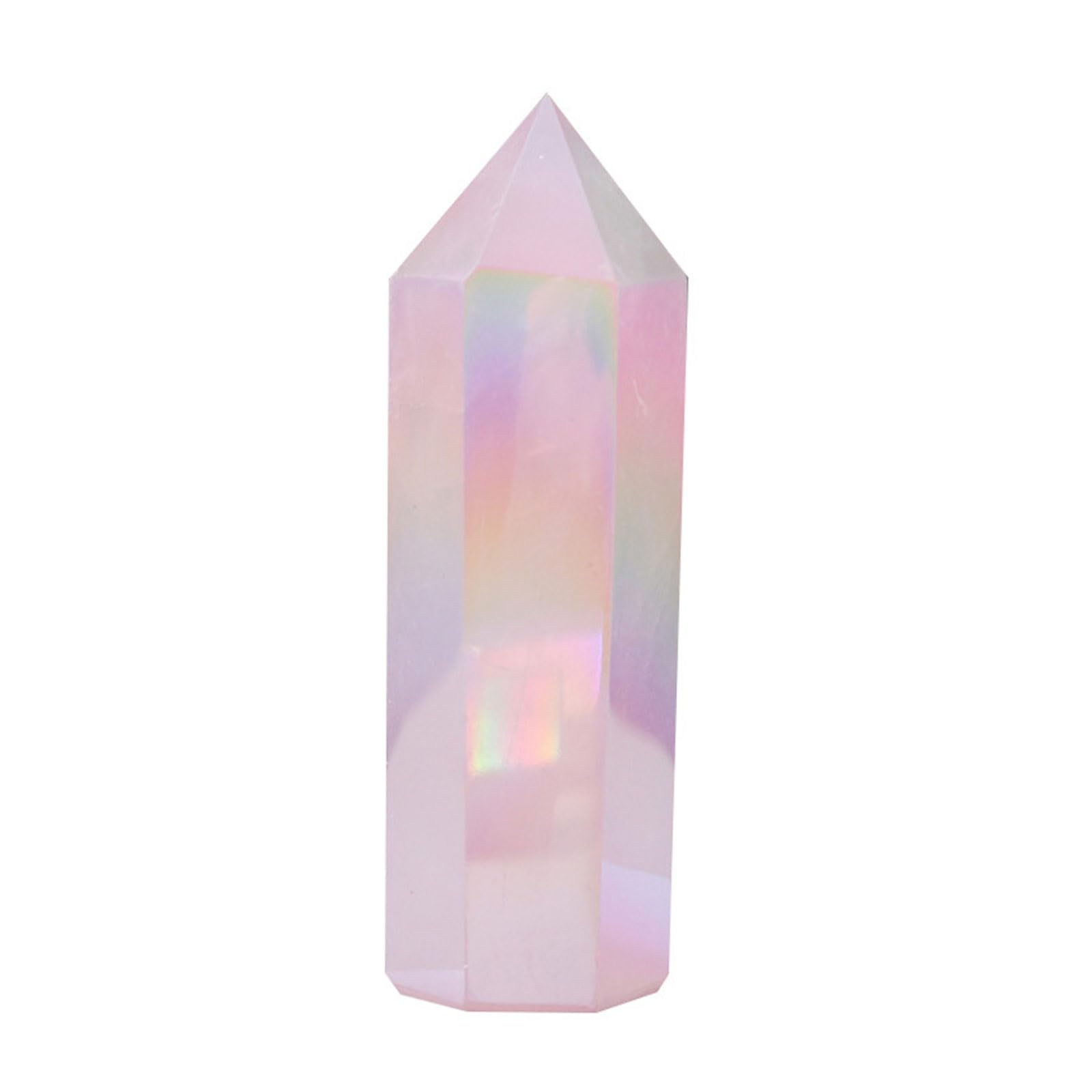 QWZTAEOZA Crystal Electroplated Quartz Tower Wand Hexagonal Single-Pointed Column Decorative Ornaments for,6~7cm