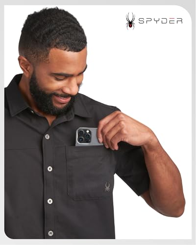 Spyder Mens Short Sleeve Button Down Shirts - Lightweight Stretch Ripstop Collared Wrinkle Free Dress Shirts for Men4