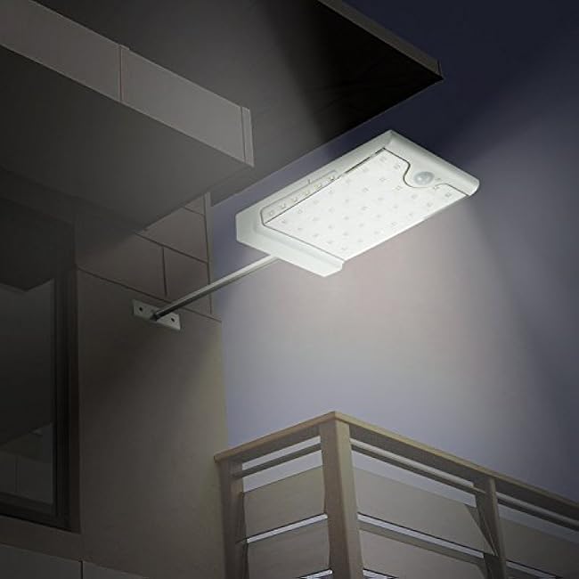 CREATIVE DESIGN 46 LED Solar Lights Outdoor with Mounting Pole, 4 Modes Solar Gutter Light Motion Sensor Light Wall Light for Patio, Barn,Porch,Garage,Stairs, Pack of 2