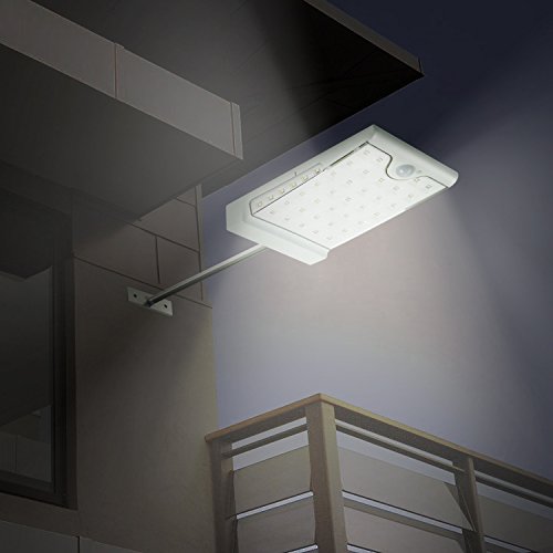 CREATIVE DESIGN 46 LED Solar Lights Outdoor with Mounting Pole, 4 Modes Solar Gutter Light Motion Sensor Light Wall Light for Patio, Barn,Porch,Garage,Stairs, Pack of 2