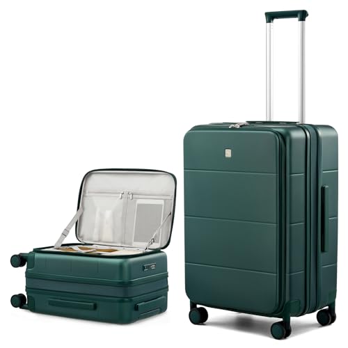 Image of Hanke Hardside Expandable Checked Luggage, 24 Inch Top Opening Trunk Luggages with Spinner Wheels, All-PC Hard Shell Suitcase, Lightweight TSA Checked-Medium(Blackish Green, 83L)