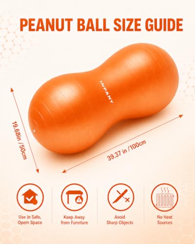 Image of INPANY Peanut Ball - Anti Burst Exercise Ball for Labor Birthing, Physical Therapy for Kids, Core Strength, Flexible Seating, Home & Gym Fintness, Sensory Chair Wiggle Seat for Boys and Girls