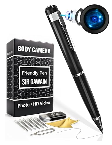 SIRGAWAIN Premium Body Camera Pen — Full HD 1080p Video & Photos, Motion Detection, One-Button Control, 2026 Model
