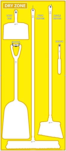 Image of NMC SB137AL 5S Dry Zone Janitorial Shadow Board, 68 inchx30 inch, Yellow /White, Aluminum Sign (Tools Sold Separately)