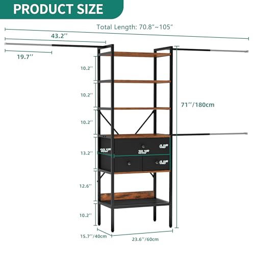 YITAHOME Modular Closet System with Drawers & Clothing Rack - Adjustable Wardrobe Organizer, Durable Steel Frame, Space-Efficient Design for Bedroom, Closet, or Laundry Room, Quick Assembly - Image 6