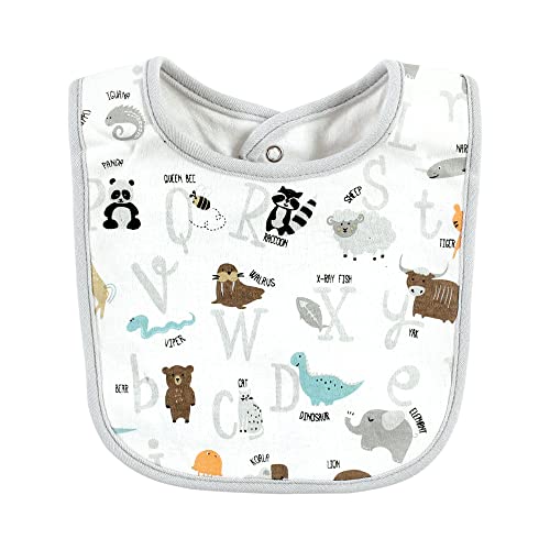 Image of Hudson Baby Unisex Baby Cotton Bibs, Alphabet Animals, One Size
