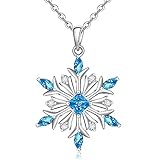 Collar de copo de nieve para mujer, collar con colgante de copo de nieve, plata de ley 925, circonita cúbica brillante, joyería de Navidad
