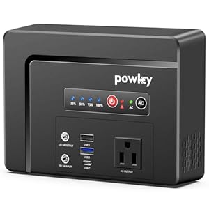Powkey Portable Power Station 100W, 97Wh Small Portable Generator with AC Outlet, Fast Charging PD65W USB C, USB A, DC Port, 26400mAh Portable Laptop Charger for Outdoor Camping RV Home Battery Backup