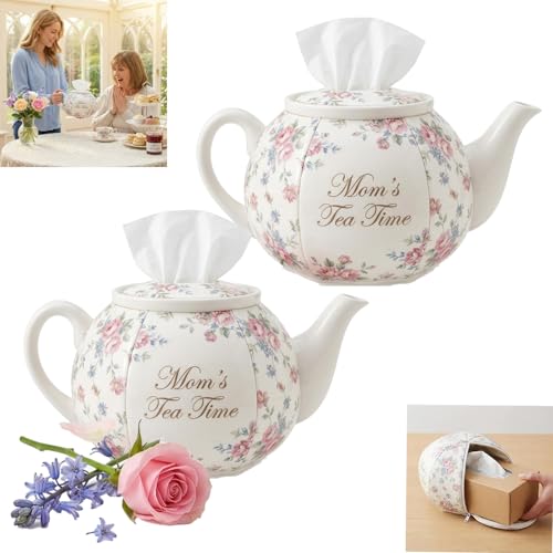 Personalized Teapot Tissue Box Cover, Vintage Floral Fabric, Shabby Chic