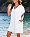 Pinup Fashion Terry Cloth Cover Up Women White 2026 Swimwear Cotton UPF Cover-up Loose Towel Dress with Pockets S
