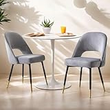 chairus Juego 2 de Sillas de Comedor Terciopelo Sillas de Cocina con Patas de Metal, Gris