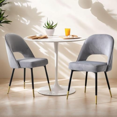 Chairus Juego 2 De Sillas De Comedor Terciopelo Sillas De Cocina Con Patas De Metal, Sillas De Hogar Modernas Para Restaurante Cafetería, Gris Chairus Juego 2 De Sillas De Comedor Terciopelo Sillas De Cocina Con Patas De Metal, Sillas De Hogar Modernas Para Restaurante Cafetería, Gris