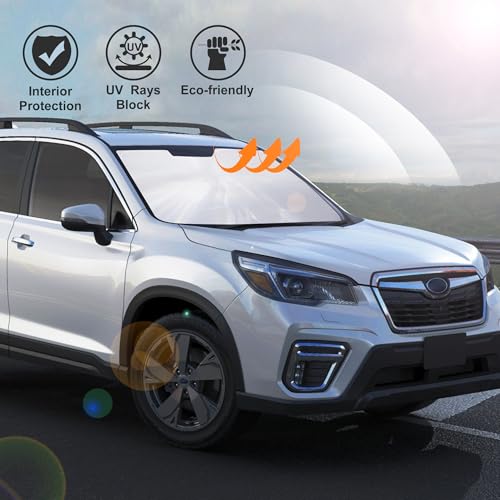 Image of Windshield Sun Shade Custom Fit 2019-2024 2025 2026 Subaru Forester Accessories(Crossover, Base, Premium, Sport, Limited) Front Sunshade Window Shade Keep Car Interior Cool