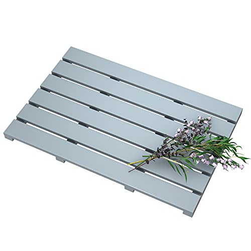 Bamboo Wooden Bath Floor Mat for Luxury Shower - Non-Slip