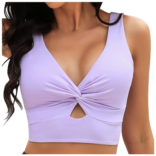 Generisch Montre-bracelet numérique pour seniors, tankini court, plage, rembourrée, encolure nouée, maillot de bain réglable, haut avec tête de mort, lilas, XXL