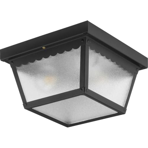 Progress Lighting 2-Light Indoor and Outdoor Flush Mount Ceiling Light, Interior and Exterior Ceiling-Mount Light Fixture for Porch Light, Patios, Garages, Hallways, Metal, 9-1/4" by 5", Black by Progress Lighting - Image 8