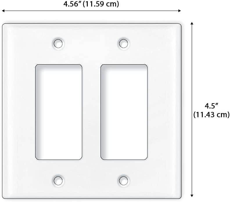 WIRESTER 4.56 inch x 4.5 inch Double Gang Decorator Light Switch Plate/Wall Plate Cover, Blank Wallplate - White