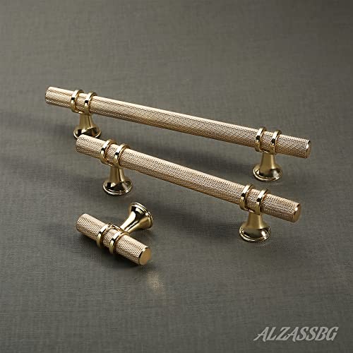 Alzassbg 10 Pack Gold Cabinet Pulls, 10 Inch(254mm) Hole Centers Kitchen Hardware Knurled Cabinet Handles for Cabinets and Drawers AL3087KGP-ABG by Alzassbg - Image 2
