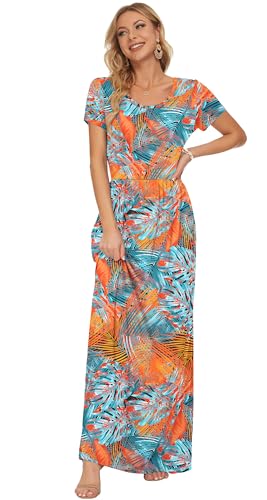 Image of AUSELILY Women's Classic Short Sleeve Loose Plain Casual Long Maxi Dresses for Women 2026