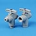 Three-way 629 PVC Ball Valve 1/4"FNPT w/Buna-N Seals - 2.41"L x 3.09"H