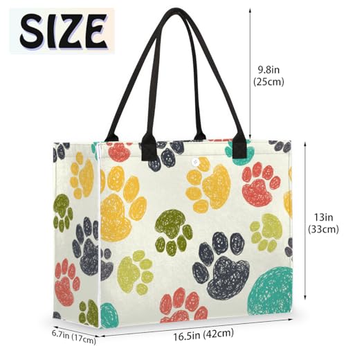 Watercolor Paws Tote Bag for Women Large Beach Bag Reusable Tote Bags for Work Travel Beach Shopping2