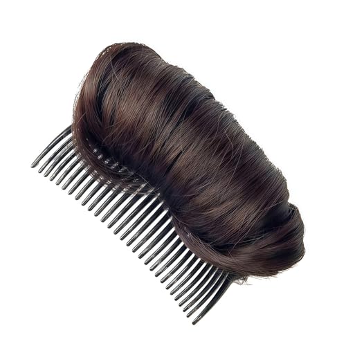 1Pc Womens Hair Bun Invisible  Hair Clip Bump It Up Volume Base Fluffy Princess Hair Pad Insert Tool Accessories (Dark Brown)